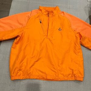 [L/Ptp26”]Zero Restriction Mens Orange Tour Series Wind S/S Shirt Jacket 1/4 Zip